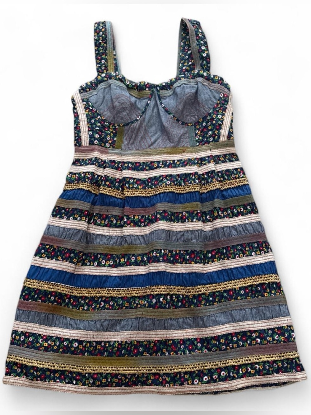 Free People Ol’ Opry Smocked Floral Striped Dress